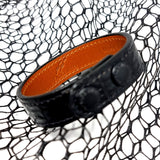 TADO VITO Unisex Leather Bracelet Reptile 3D Embossed Leather Black With Brown