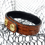 TADO VITO Unisex Leather Bracelet Reptile 3D Embossed Leather Brown