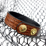 TADO VITO Unisex Leather Bracelet Reptile 3D Embossed Leather Brown