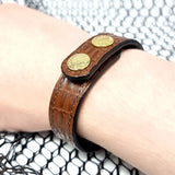 TADO VITO Unisex Leather Bracelet Reptile 3D Embossed Leather Brown