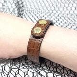 TADO VITO Unisex Leather Bracelet Reptile 3D Embossed Leather Brown