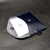 Dark Blue Leather Card Wallet Case Holder Unisex