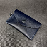 Dark Blue Leather Card Wallet Case Holder Unisex