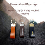 Personalised Leather Keyring T-shape Key Fob With Split Key Ring Personalized gift