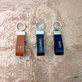 Personalised Leather Keyring T-shape Key Fob With Split Key Ring Personalized gift