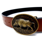 Brown Leather Belt Wild Hog