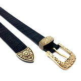 Black Crocodile Embossed Cowboy Belt
