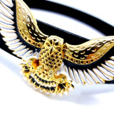 Black Crocodile Embossed Golden Eagle Belt