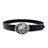 Black Crocodile Embossed Fish Belt