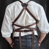 Men Brown Grey Leather Vest
