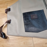 Men Brown Grey Leather Vest