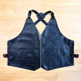 Black Crocodile Embossed Leather Vest