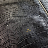 Black Crocodile Embossed Leather Vest