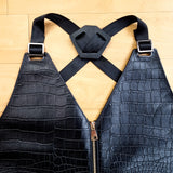 Black Crocodile Embossed Leather Vest