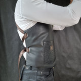 Black Leather Vest With Crocodile Pockets