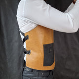 Brown Leather Vest With Crocodile Pockets