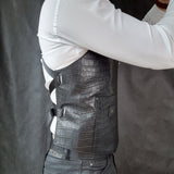Black Crocodile Embossed Leather Vest