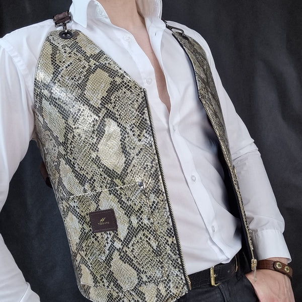 Python Foiled Leather Vest