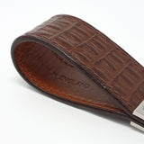 TADO VITO Leather Silver Keyring With Brown Embossed Crocodile Effect