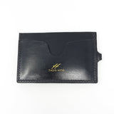 TADO VITO Black Leather Card Wallet Case Holder With Split Ring Attachment