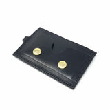TADO VITO Black Leather Card Wallet Case Holder With Split Ring Attachment