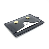 TADO VITO Black Leather Card Wallet Case Holder With Split Ring Attachment