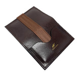 TADO VITO Foldable Leather Card Wallet Case Holder Dark Brown