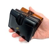 TADO VITO Foldable Leather Card Wallet Case Holder Dark Brown