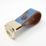 TADO VITO Sky Blue Flies Fishing Leather Keyring