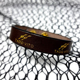 TADO VITO Unisex Leather Bracelet With Stamped Logo Brown Handmade in England