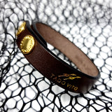 TADO VITO Unisex Leather Bracelet With Stamped Logo Brown Handmade in England