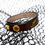 TADO VITO Unisex Leather Bracelet With Stamped Logo Brown Handmade in England