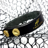 TADO VITO Unisex Leather Bracelet With Stamped Logo Black Handmade in England