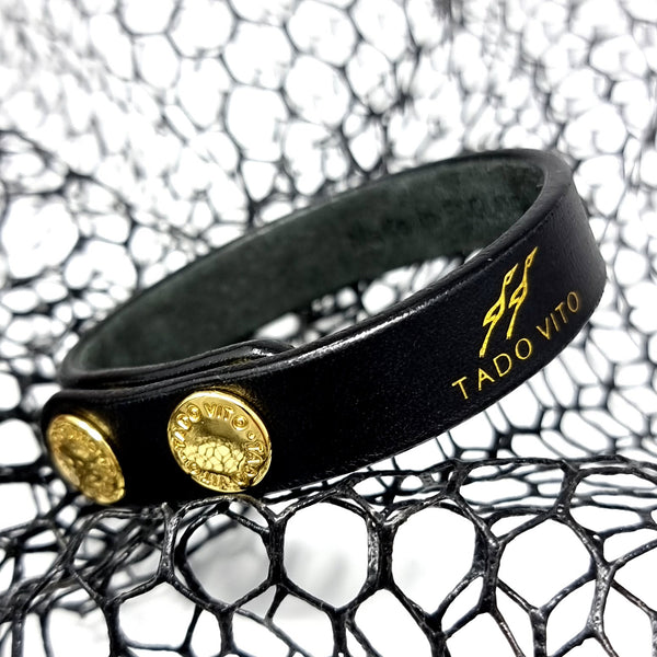 TADO VITO Unisex Leather Bracelet With Stamped Logo Black Handmade in England