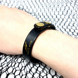 TADO VITO Unisex Leather Bracelet With Stamped Logo Black Handmade in England