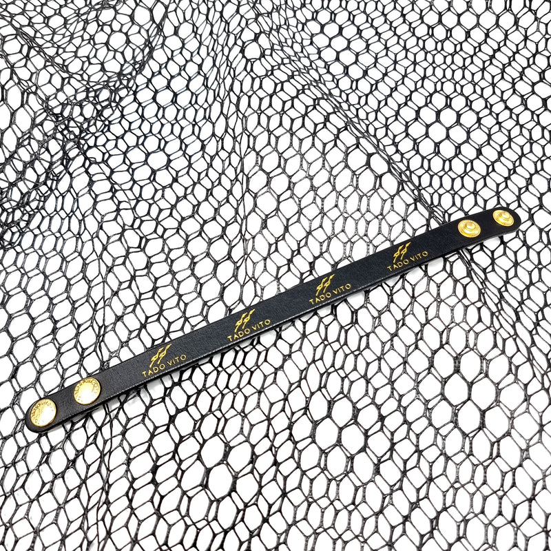 TADO VITO Unisex Leather Bracelet With Stamped Logo Black Handmade in England