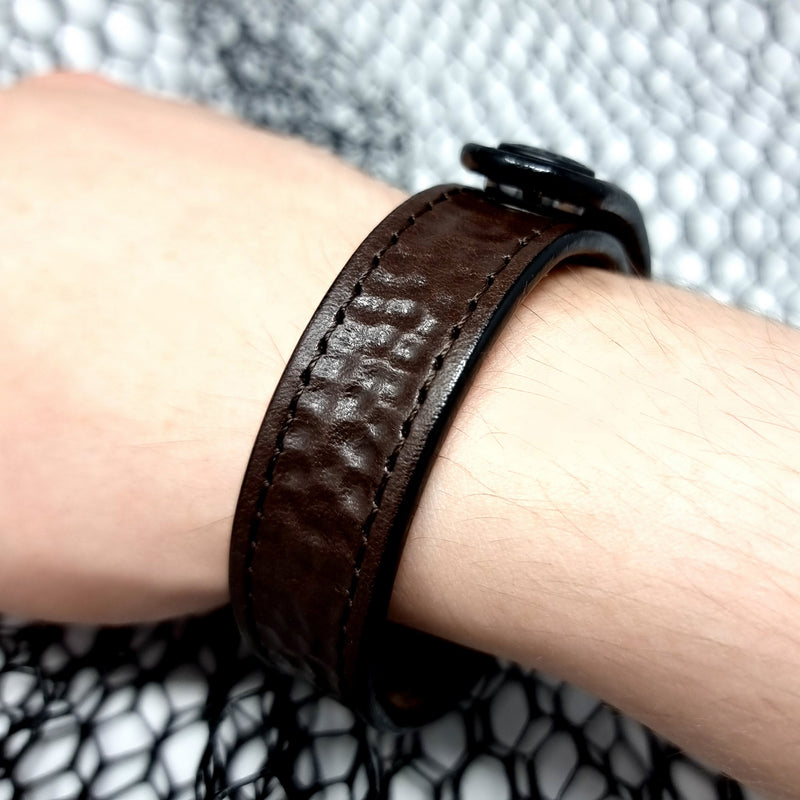 TADO VITO Unisex Leather Hand Carved Bracelet Reptile 3D Embossed Brown