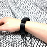 TADO VITO Unisex Leather Hand Carved Bracelet Reptile 3D Embossed Black