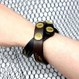 TADO VITO Unisex Leather Bracelet With Stamped Logo Brown Handmade in England