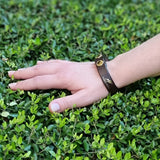 TADO VITO Unisex Leather Bracelet With Stamped Logo Brown Handmade in England