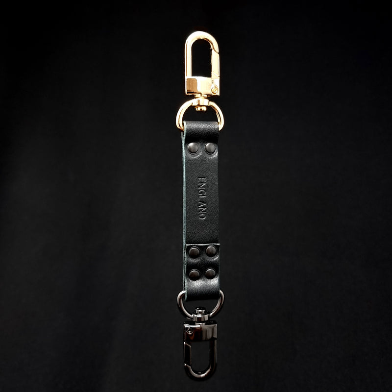 TADO VITO Black Leather Keyring Accessory With 2 Swivel Hook Clasps