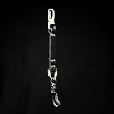 BLACK LEATHER KEYRING ACCESSORY WITH HOOK CHARM