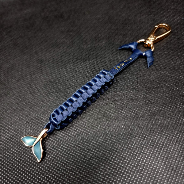 Golden Blue Tail Leather Weaved Accessory