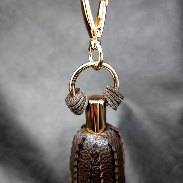 Gold Brown Leather Tassel Accessory