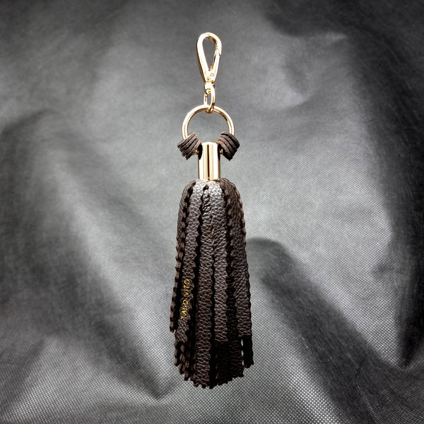 Gold Brown Leather Tassel Accessory
