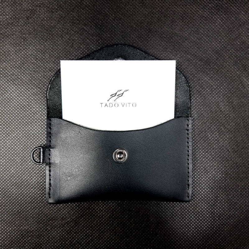 Infinity Black Leather Card Wallet Case Holder Unisex