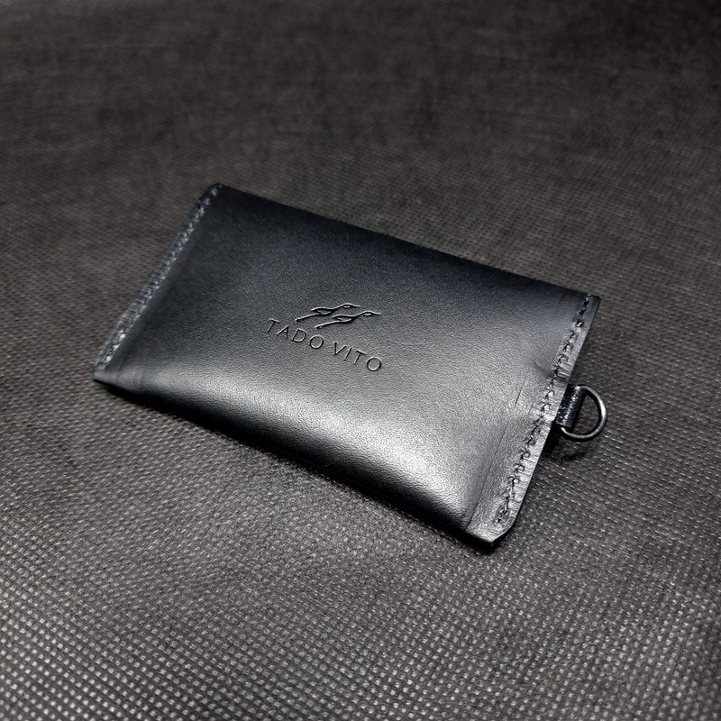 Infinity Black Leather Card Wallet Case Holder Unisex