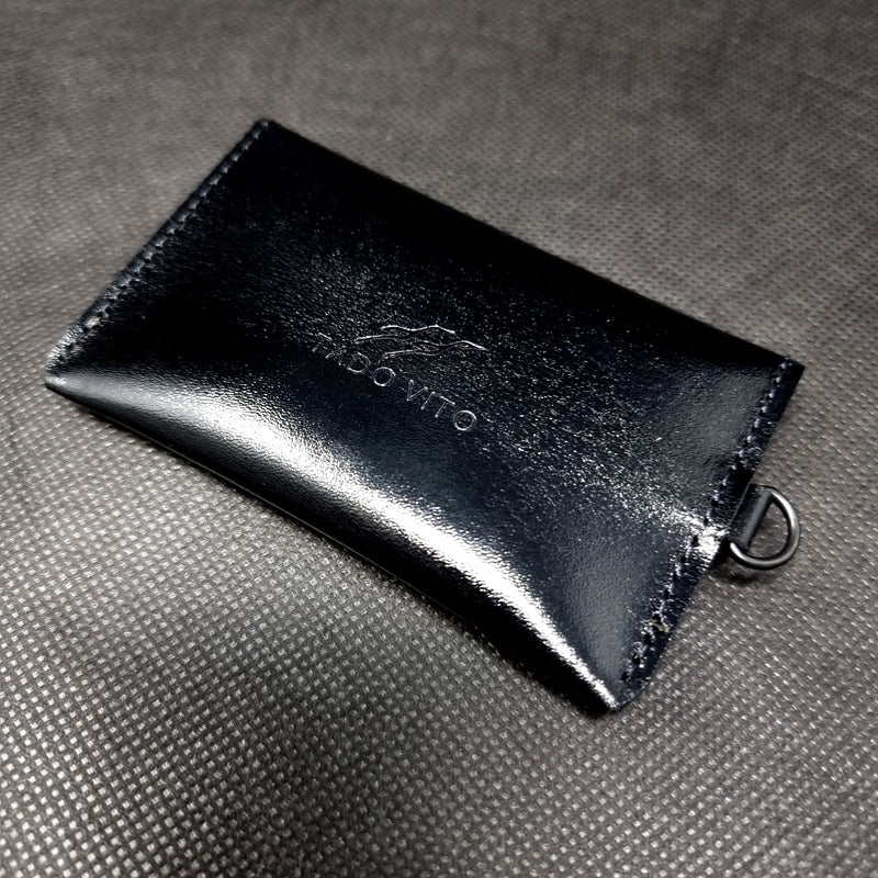 Shiny Black Leather Card Wallet Case Holder Unisex