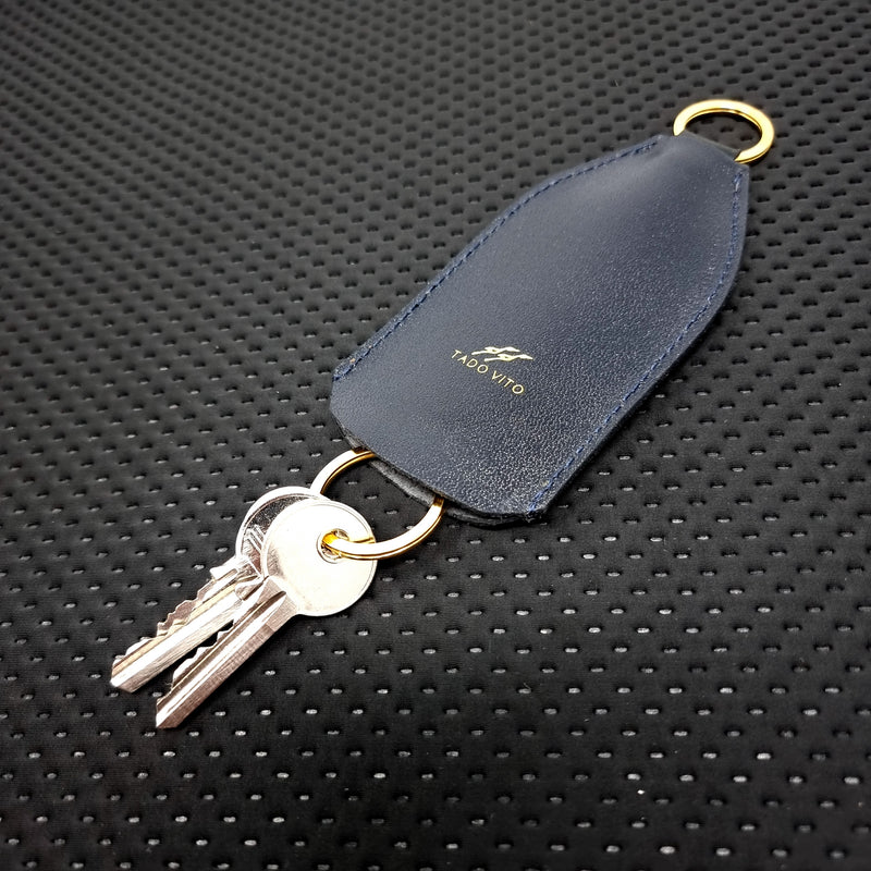 Dark Blue Leather Bell Shape Key Holder Key Ring
