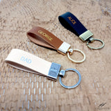 Personalised Leather Keyring T-shape Key Fob With Split Key Ring Personalized gift